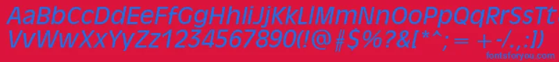 Olvr56x Font – Blue Fonts on Red Background