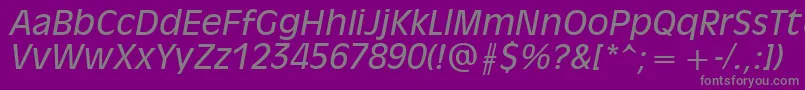 フォントOlvr56x – 紫の背景に灰色の文字