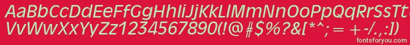 Olvr56x Font – Green Fonts on Red Background