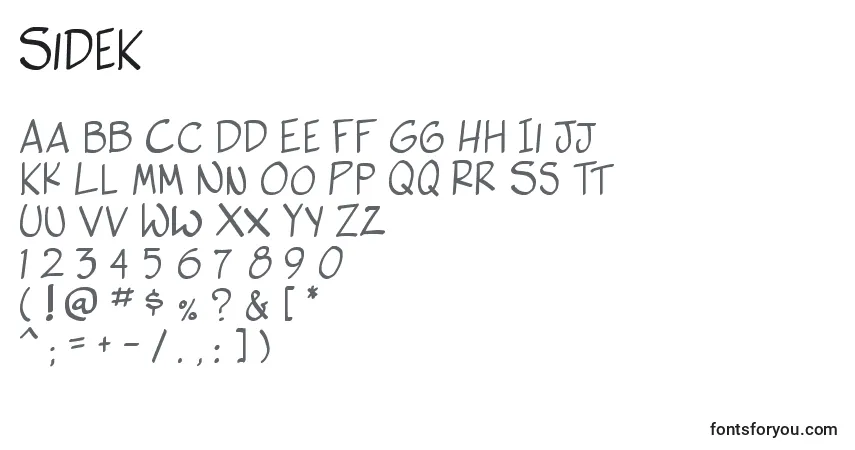 SideK-fontti – aakkoset, numerot, erikoismerkit