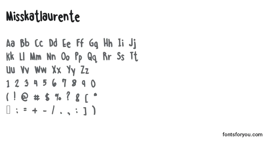 Czcionka Misskatlaurente – alfabet, cyfry, specjalne znaki