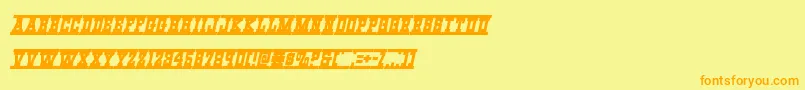 フォントWesternrailital – オレンジの文字が黄色の背景にあります。