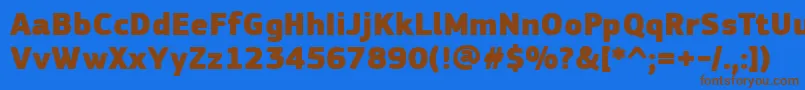 PfsquaresansproExtrablack-Schriftart – Braune Schriften auf blauem Hintergrund