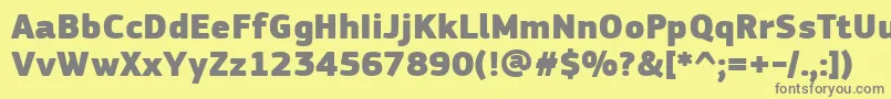 フォントPfsquaresansproExtrablack – 黄色の背景に灰色の文字
