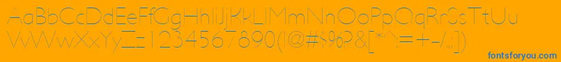 UltimapdaaHairline-Schriftart – Blaue Schriften auf orangefarbenem Hintergrund