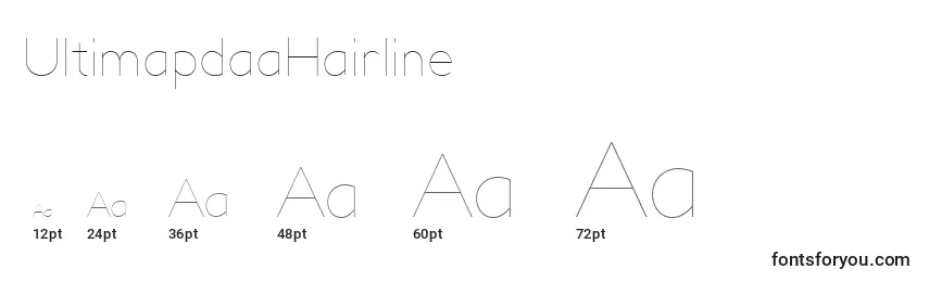 Размеры шрифта UltimapdaaHairline
