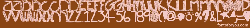 Weitere Informationen zur Misunderstood-Schriftart Misunderstood-Schriftart – Rosa Schriften auf braunem Hintergrund