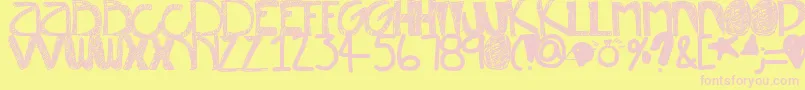 Misunderstood-fontti – vaaleanpunaiset fontit keltaisella taustalla
