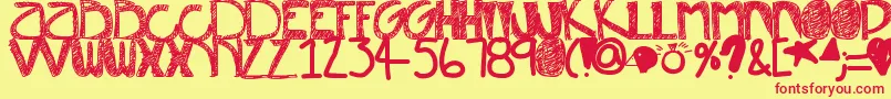 Misunderstood Font – Red Fonts on Yellow Background