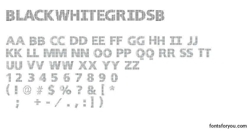 Schriftart Blackwhitegridsb – Alphabet, Zahlen, spezielle Symbole