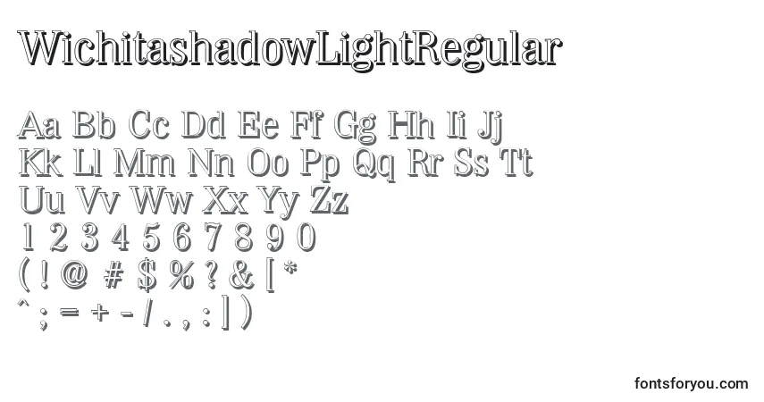 Шрифт WichitashadowLightRegular – алфавит, цифры, специальные символы