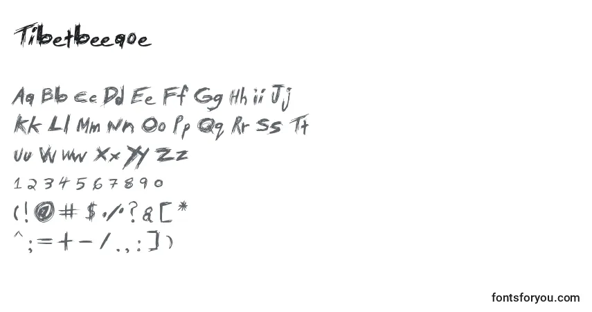A fonte Tibetbeeaoe – alfabeto, números, caracteres especiais