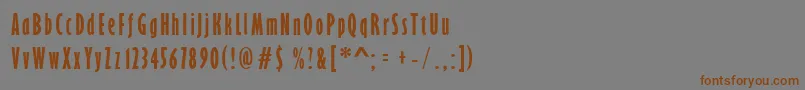 フォントGarrisonExtracond.Sans – 茶色の文字が灰色の背景にあります。