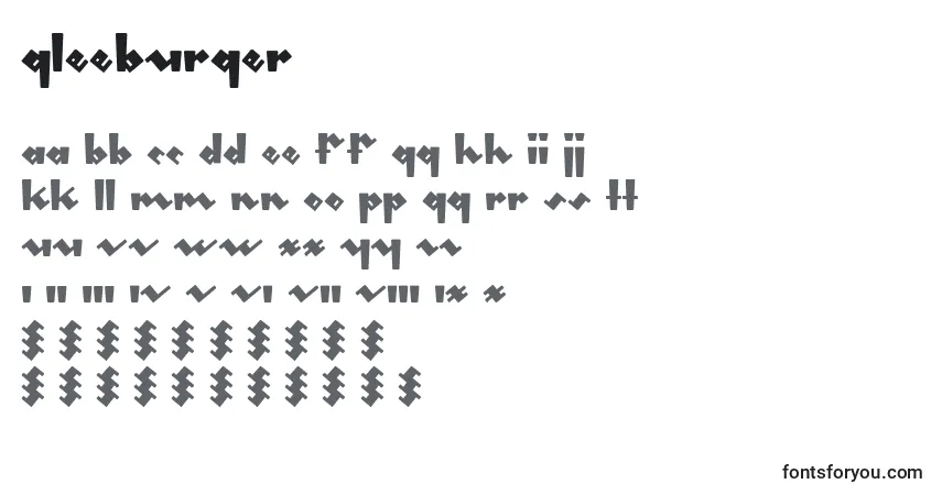 Schriftart Gleeburger – Alphabet, Zahlen, spezielle Symbole