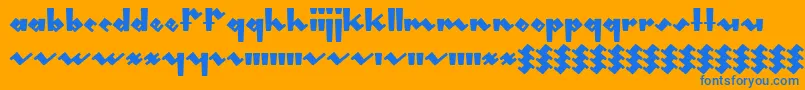 Gleeburger-Schriftart – Blaue Schriften auf orangefarbenem Hintergrund