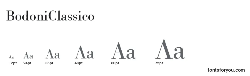 Größen der Schriftart BodoniClassico