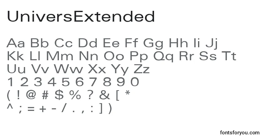 A fonte UniversExtended – alfabeto, números, caracteres especiais
