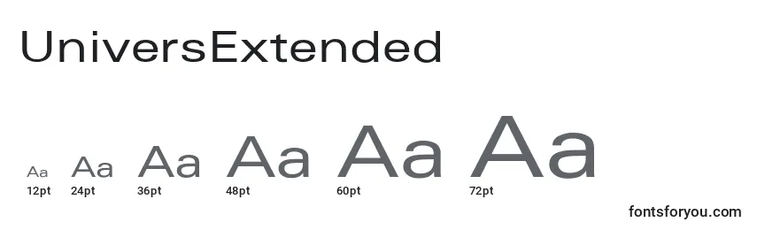 UniversExtended Font Sizes