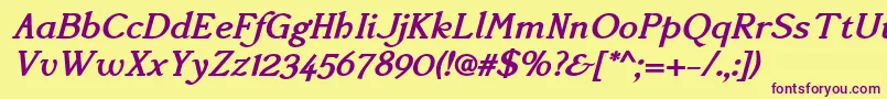AccanthisadfstdBolditalic Font – Purple Fonts on Yellow Background