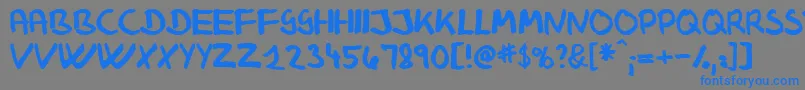 フォントKlausj – 灰色の背景に青い文字