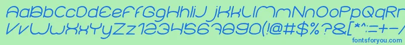 フォントElementaryItalic – 青い文字は緑の背景です。