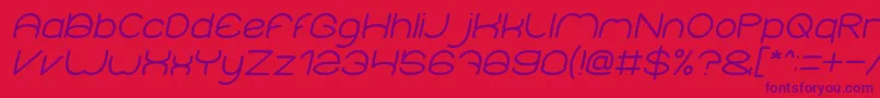 ElementaryItalic-Schriftart – Violette Schriften auf rotem Hintergrund