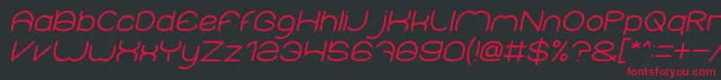 フォントElementaryItalic – 黒い背景に赤い文字