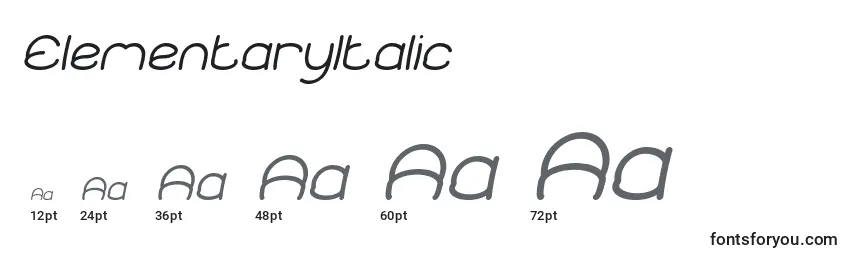 Размеры шрифта ElementaryItalic