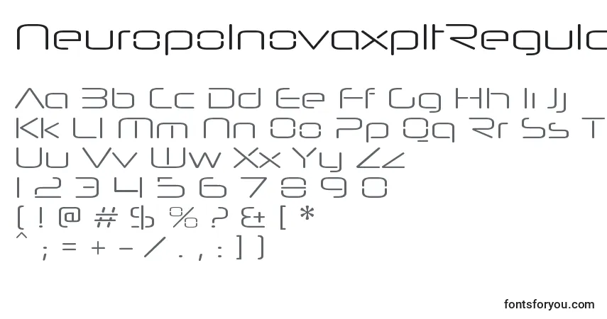 Schriftart NeuropolnovaxpltRegular – Alphabet, Zahlen, spezielle Symbole