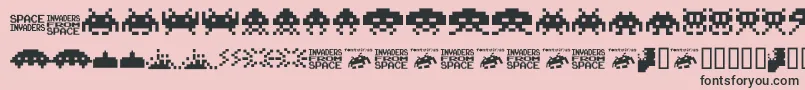 Invaders.From.Space.Fontvir.Us-fontti – mustat fontit vaaleanpunaisella taustalla