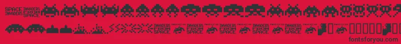 Fonte Invaders.From.Space.Fontvir.Us – fontes pretas em um fundo vermelho