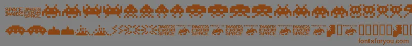 Invaders.From.Space.Fontvir.Us Font – Brown Fonts on Gray Background