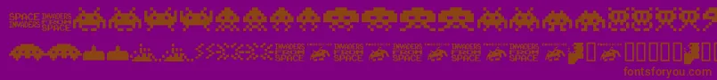 Шрифт Invaders.From.Space.Fontvir.Us – коричневые шрифты на фиолетовом фоне