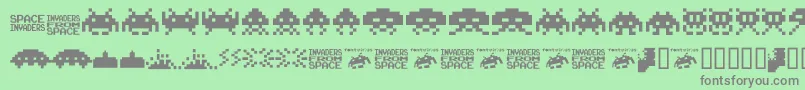 Invaders.From.Space.Fontvir.Us Font – Gray Fonts on Green Background