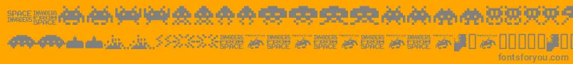 フォントInvaders.From.Space.Fontvir.Us – オレンジの背景に灰色の文字