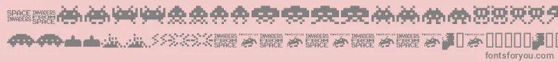 fuente Invaders.From.Space.Fontvir.Us – Fuentes Grises Sobre Fondo Rosa