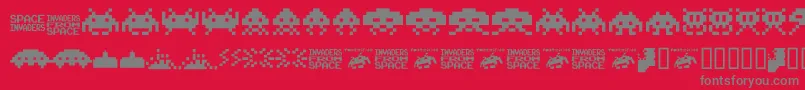 Шрифт Invaders.From.Space.Fontvir.Us – серые шрифты на красном фоне