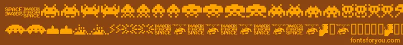 Invaders.From.Space.Fontvir.Us Font – Orange Fonts on Brown Background