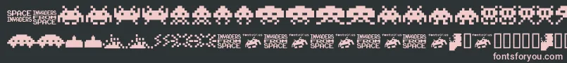 Invaders.From.Space.Fontvir.Us-fontti – vaaleanpunaiset fontit mustalla taustalla
