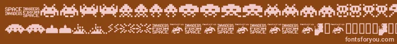 Invaders.From.Space.Fontvir.Us Font – Pink Fonts on Brown Background