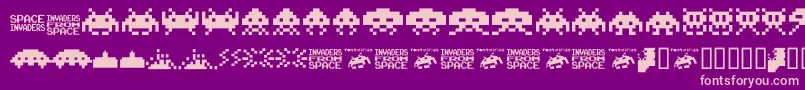 Fonte Invaders.From.Space.Fontvir.Us – fontes rosa em um fundo violeta