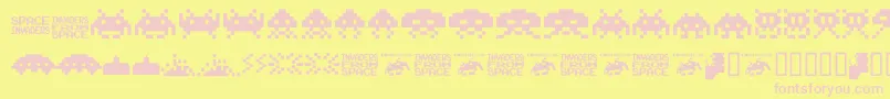 Шрифт Invaders.From.Space.Fontvir.Us – розовые шрифты на жёлтом фоне