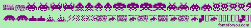 Invaders.From.Space.Fontvir.Us Font – Purple Fonts on Green Background