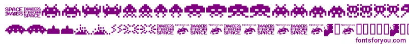 フォントInvaders.From.Space.Fontvir.Us – 白い背景に紫のフォント