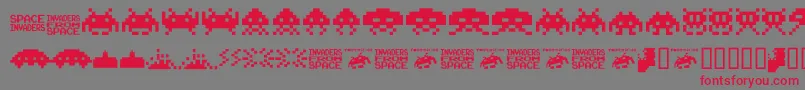 Invaders.From.Space.Fontvir.Us-Schriftart – Rote Schriften auf grauem Hintergrund