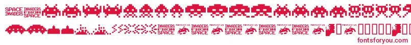 フォントInvaders.From.Space.Fontvir.Us – 白い背景に赤い文字