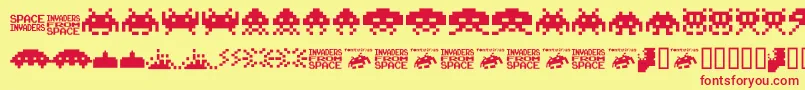 Invaders.From.Space.Fontvir.Us Font – Red Fonts on Yellow Background