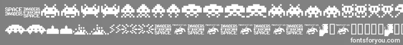 フォントInvaders.From.Space.Fontvir.Us – 灰色の背景に白い文字