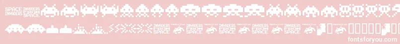 Invaders.From.Space.Fontvir.Us-Schriftart – Weiße Schriften auf rosa Hintergrund