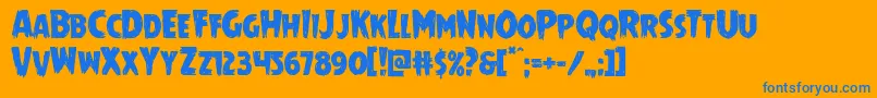 Mrsmonster Font – Blue Fonts on Orange Background